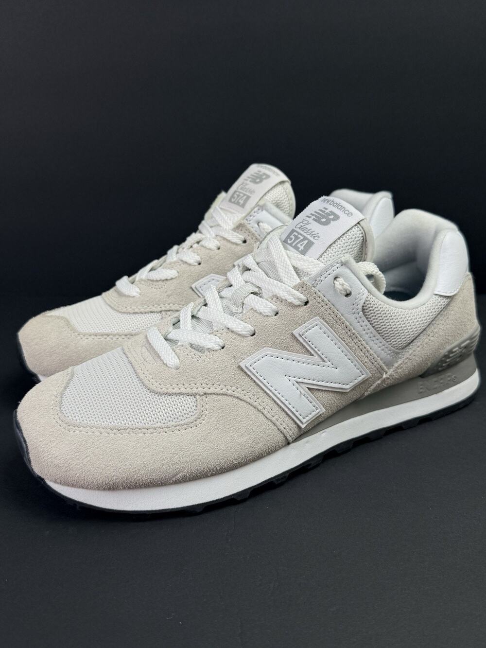 New Balance 574 Classic Women’s 9.5 Beige Gray Suede Sneakers WL574EW